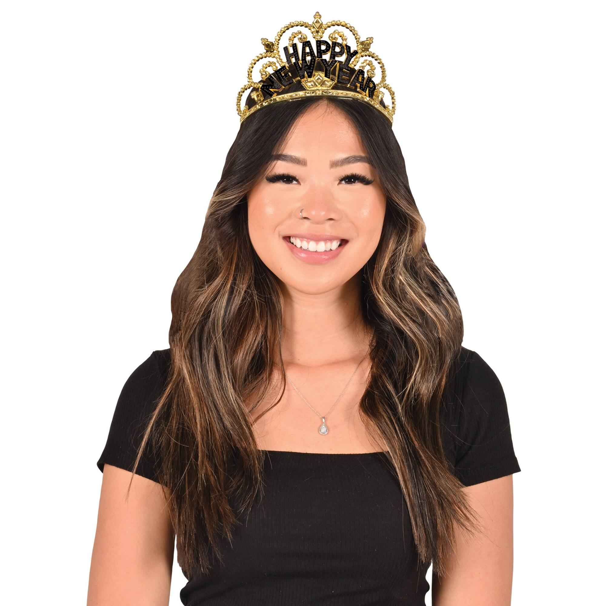 Beistle Gold & Black Plastic Happy New Year Tiaras, 2ct.